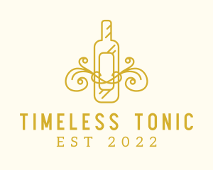 Golden Ornamental Wine Bottle logo