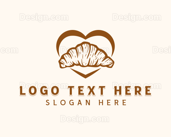 Croissant Pastry Bread Heart Logo