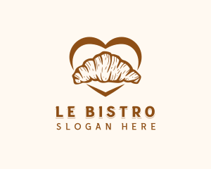 Croissant Pastry Bread Heart logo design