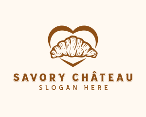 Croissant Pastry Bread Heart logo design