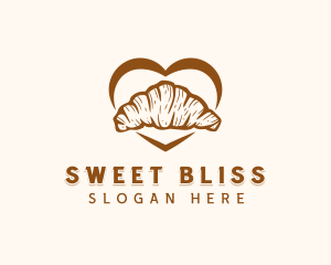 Croissant Pastry Bread Heart logo design