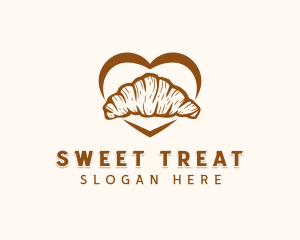 Croissant Pastry Bread Heart logo design