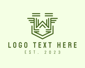 Letter W Wings Shield Outline logo
