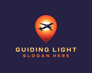 Travel Plane Sunset logo design