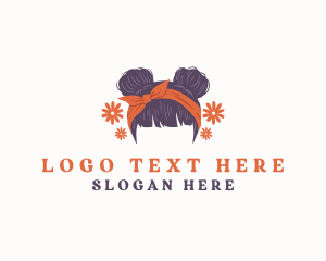 Floral Woman Hair Ribbon Logo