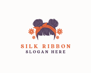 Floral Woman Hair Ribbon logo design