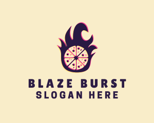 Glitch Pizza Flame logo design