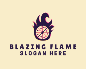 Glitch Pizza Flame logo design