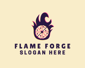 Glitch Pizza Flame logo design