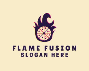 Glitch Pizza Flame logo design