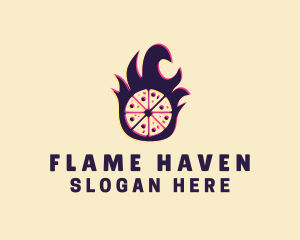 Glitch Pizza Flame logo design