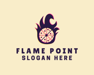 Glitch Pizza Flame logo design