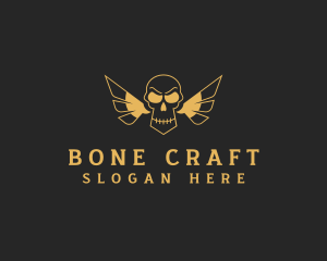 Gothic Skull Wings logo design