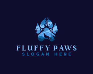 Howling Wolf Paw Print logo design