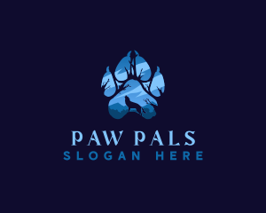 Howling Wolf Paw Print logo design