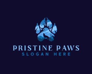 Howling Wolf Paw Print logo design