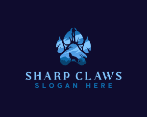 Howling Wolf Paw Print logo design