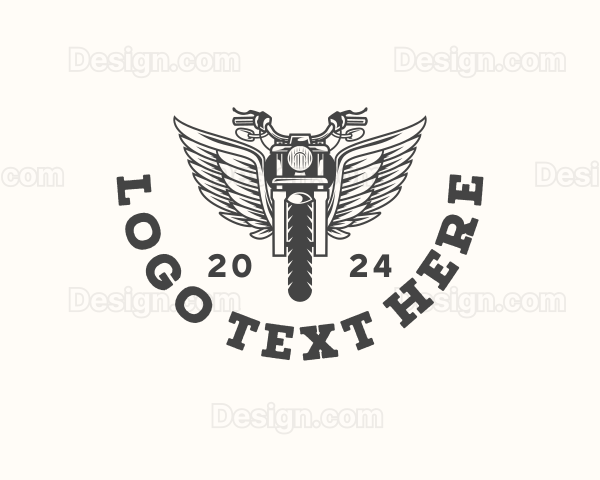 Motorcycle Rider Wings Logo