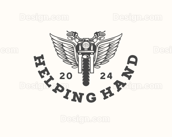 Motorcycle Rider Wings Logo