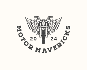 Motorcycle Rider Wings logo design