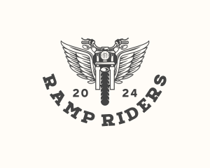 Motorcycle Rider Wings logo design