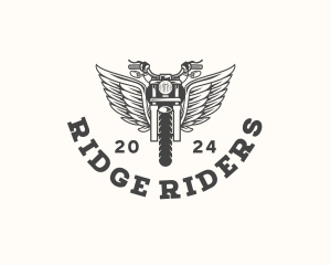 Motorcycle Rider Wings logo design