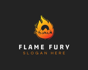 Flame Mountain Climbing logo design