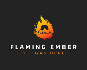 Flame Mountain Climbing logo design