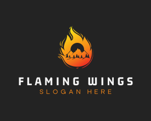 Flame Mountain Climbing logo design