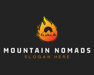 Flame Mountain Climbing logo design