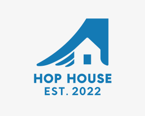 Blue House Hand Real Estate  logo design