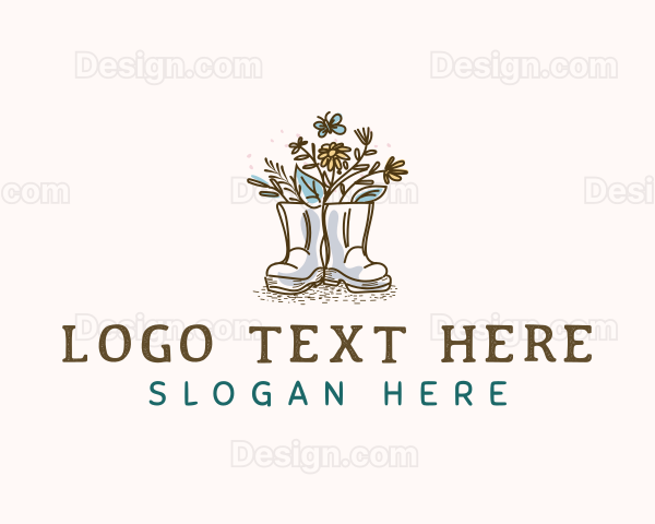 Gardening Floral Rubber Boots Logo