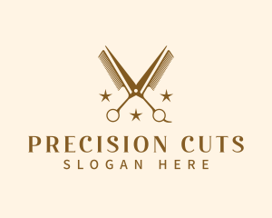 Scissors Comb Barber logo design