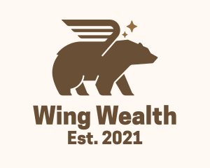 Winged Grizzly Bear logo design