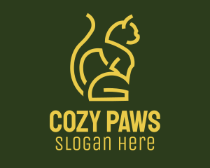 Gold Sitting Cat logo design