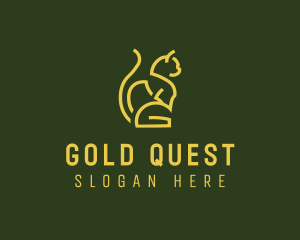 Gold Sitting Cat logo design