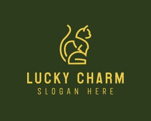 Gold Sitting Cat logo design