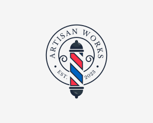 Retro Barber Pole logo design