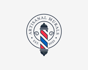 Retro Barber Pole logo design