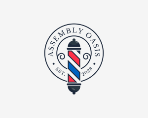 Retro Barber Pole logo design