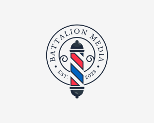 Retro Barber Pole logo design