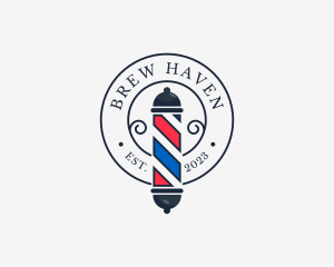 Retro Barber Pole logo design