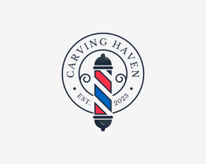 Retro Barber Pole logo design