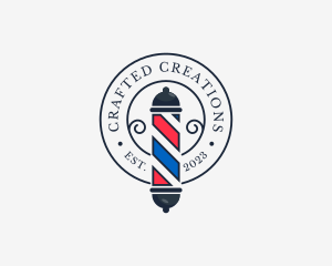 Retro Barber Pole logo design