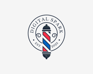 Retro Barber Pole logo design