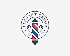 Retro Barber Pole logo design