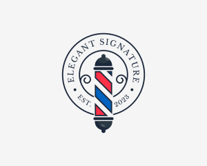 Retro Barber Pole logo design