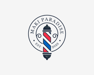 Retro Barber Pole logo design