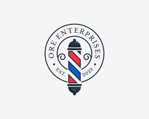 Retro Barber Pole logo design