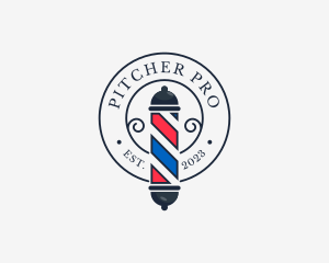 Retro Barber Pole logo design